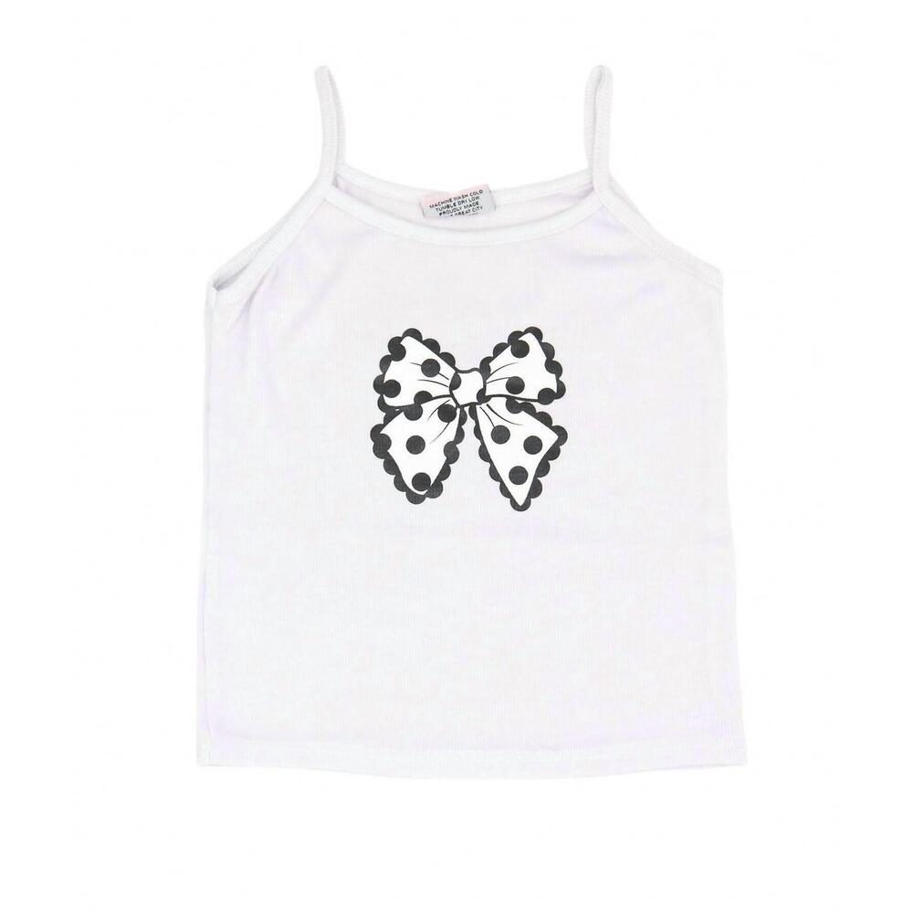 NEW FIREHOUSE girl's polka dot bow cami top in white